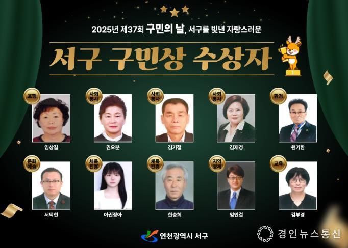 인천 서구, ‘구민상’ 수상자 10명 선정